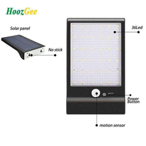 Planet Gates Cold White / Black HoozGee 450LM 36 LED Solar Power Street Light PIR Motion Sensor Lamps Garden Security Lamp Outdoor Waterproof Wall Lights