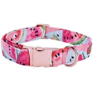 Planet Gates collar / S Pink Dog Collar and Leash Set with Bow Tie for Big and Small Dog Cotton Fabric Collar Rose Gold Metal  Buckle  Pet Products