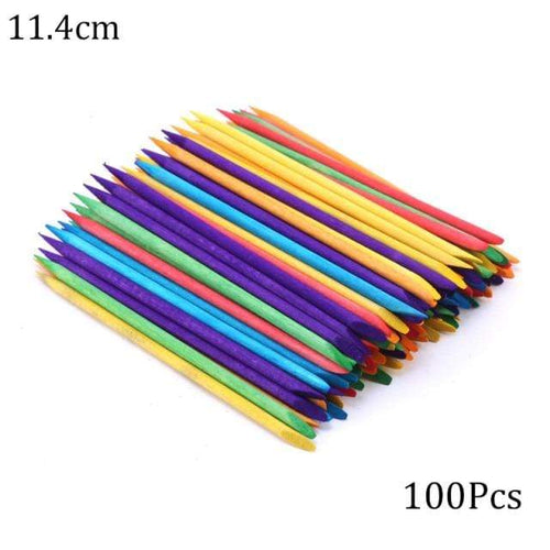 Planet Gates Coloful 114mm 100pcs 50/100 Wooden Cuticle Pusher Remover Nail Art Design Orange Wood Sticks Rhinestones Dotting Removal Manicure Pedicure Care Tools
