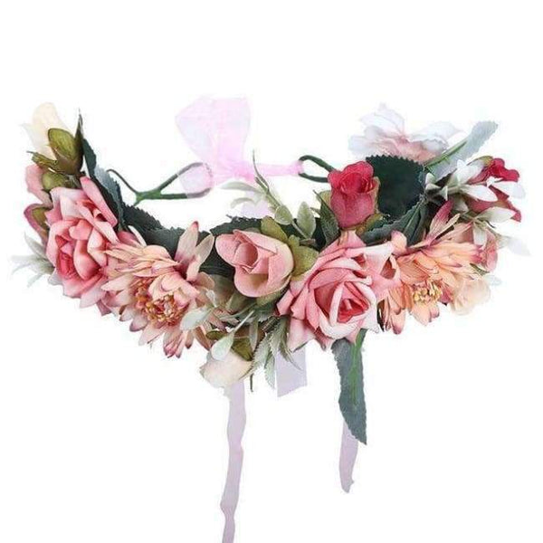 Planet Gates color 10 Haimeikang Camellia Flower Garland Wreath of Flowers  Gum Plaiting Women Girls Flower Crown Headbands Wedding Hair Accessories