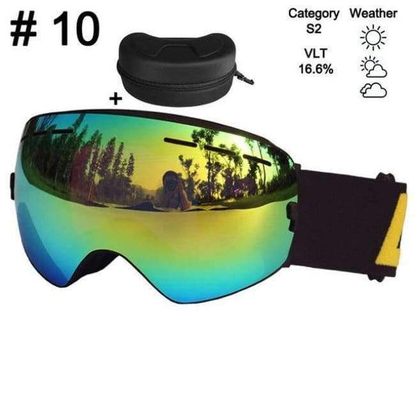 Planet Gates Color 10 With Box Ski Glasses Double Lens UV400 Anti-fog Ski Goggles Snow Skiing Snowboard Motocross Goggles Ski Masks or Eyewear