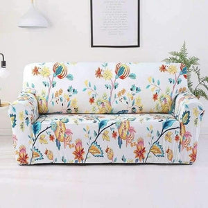 Planet Gates Color 14 / 3seater 190-230cm Leaves Printing Anti-dust Sofa Cover High Elastic Stretch Tight Wrap Furniture Protector Towel 1/2/3/4-Seater Home Textile