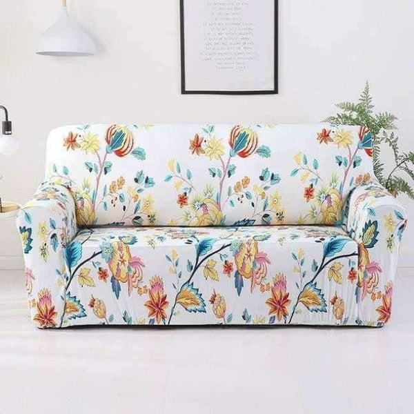 Planet Gates Color 14 / 3seater 190-230cm Leaves Printing Anti-dust Sofa Cover High Elastic Stretch Tight Wrap Furniture Protector Towel 1/2/3/4-Seater Home Textile