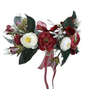 Planet Gates color 14 Haimeikang Camellia Flower Garland Wreath of Flowers  Gum Plaiting Women Girls Flower Crown Headbands Wedding Hair Accessories