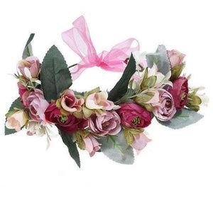 Planet Gates color 15 Haimeikang Camellia Flower Garland Wreath of Flowers  Gum Plaiting Women Girls Flower Crown Headbands Wedding Hair Accessories