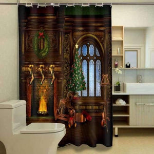 Planet Gates Color 2 / W150cm X H180cm 3D Shower Curtains Christmas Door Wall Pattern Waterproof Fabric Bathroom Curtains Washable Bath Curtain Bathroom Products