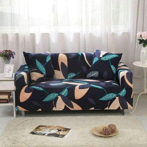 Planet Gates Color 22 / 3seater 190-230cm Leaves Printing Anti-dust Sofa Cover High Elastic Stretch Tight Wrap Furniture Protector Towel 1/2/3/4-Seater Home Textile