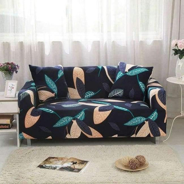Planet Gates Color 22 / 3seater 190-230cm Leaves Printing Anti-dust Sofa Cover High Elastic Stretch Tight Wrap Furniture Protector Towel 1/2/3/4-Seater Home Textile