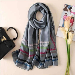 Planet Gates color 25 Luxury brand summer women scarf fashion quality soft silk scarves female shawls Foulard Beach cover-ups wraps silk bandana