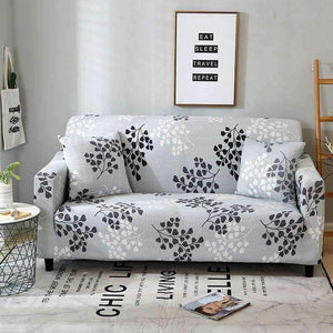 Planet Gates Color 3 / 3seater 190-230cm Leaves Printing Anti-dust Sofa Cover High Elastic Stretch Tight Wrap Furniture Protector Towel 1/2/3/4-Seater Home Textile