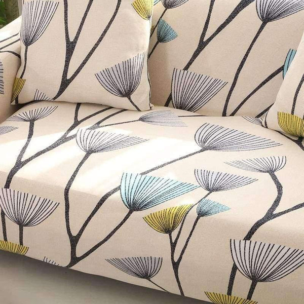 Planet Gates Color 3 / 3seater 190-230cm Leaves Printing Anti-dust Sofa Cover High Elastic Stretch Tight Wrap Furniture Protector Towel 1/2/3/4-Seater Home Textile
