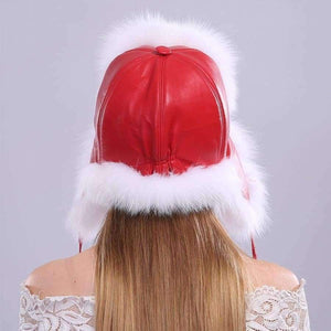 Planet Gates Color 3 Winter Women's Fox Fur Hats with Ears Novelty Female Caps with Fur Pompoms Soft PU Leather Tops Beanies Lovely Hats for Girls