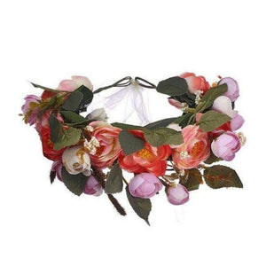 Planet Gates color 4 Haimeikang Camellia Flower Garland Wreath of Flowers  Gum Plaiting Women Girls Flower Crown Headbands Wedding Hair Accessories