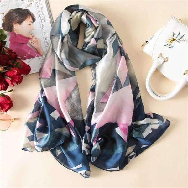 Planet Gates color 40 Luxury brand summer women scarf fashion quality soft silk scarves female shawls Foulard Beach cover-ups wraps silk bandana