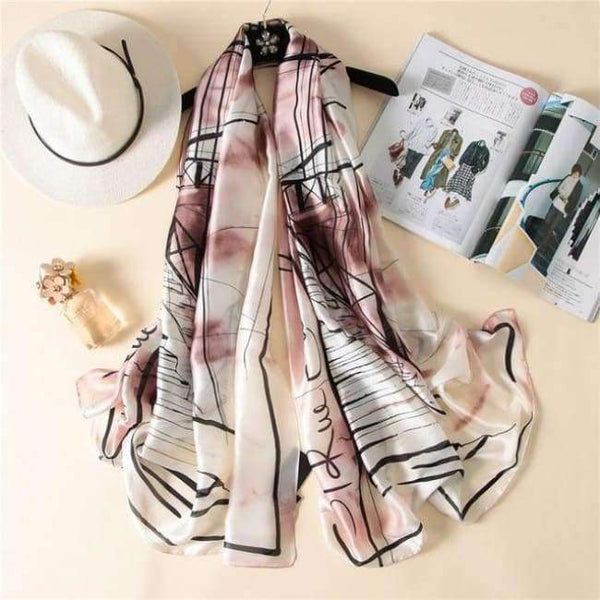 Planet Gates color 49 Luxury brand summer women scarf fashion quality soft silk scarves female shawls Foulard Beach cover-ups wraps silk bandana