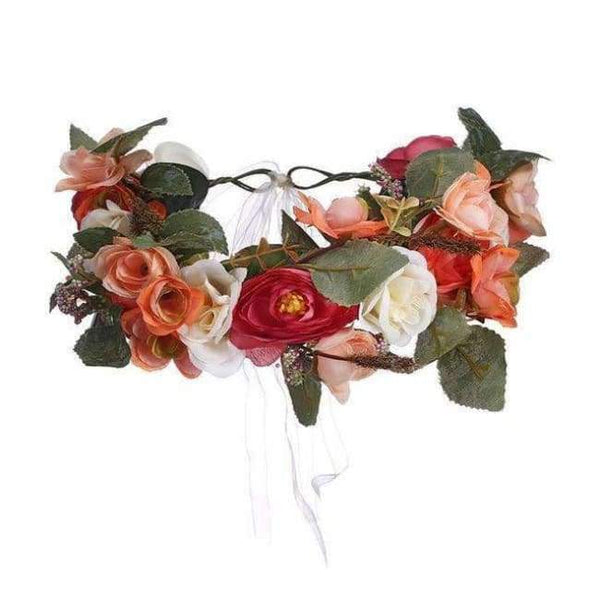 Planet Gates color 5 Haimeikang Camellia Flower Garland Wreath of Flowers  Gum Plaiting Women Girls Flower Crown Headbands Wedding Hair Accessories