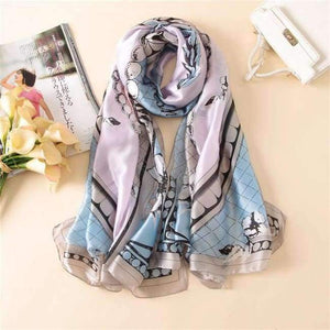 Planet Gates color 51 Luxury brand summer women scarf fashion quality soft silk scarves female shawls Foulard Beach cover-ups wraps silk bandana