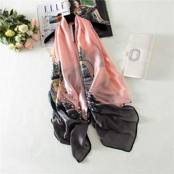 Planet Gates color 55 Luxury brand summer women scarf fashion quality soft silk scarves female shawls Foulard Beach cover-ups wraps silk bandana