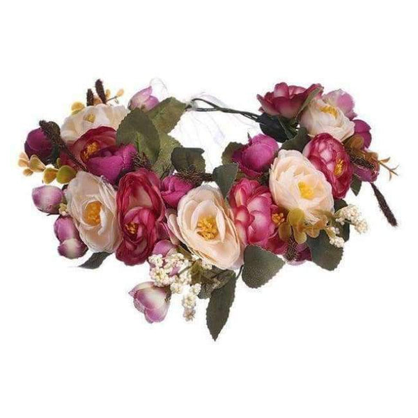 Planet Gates color 7 Haimeikang Camellia Flower Garland Wreath of Flowers  Gum Plaiting Women Girls Flower Crown Headbands Wedding Hair Accessories