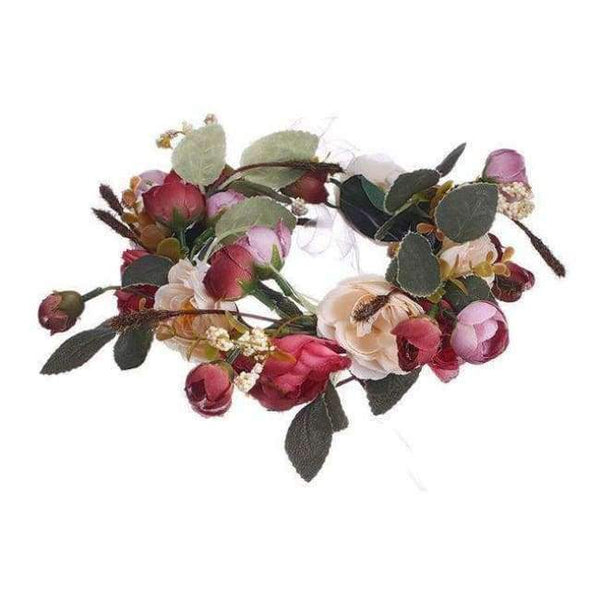 Planet Gates color 8 Haimeikang Camellia Flower Garland Wreath of Flowers  Gum Plaiting Women Girls Flower Crown Headbands Wedding Hair Accessories