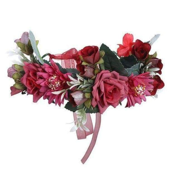 Planet Gates color 9 Haimeikang Camellia Flower Garland Wreath of Flowers  Gum Plaiting Women Girls Flower Crown Headbands Wedding Hair Accessories