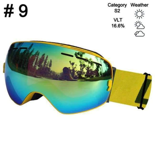 Planet Gates Color 9 Ski Glasses Double Lens UV400 Anti-fog Ski Goggles Snow Skiing Snowboard Motocross Goggles Ski Masks or Eyewear