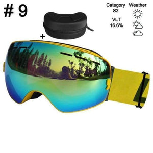 Planet Gates Color 9 With Box Ski Glasses Double Lens UV400 Anti-fog Ski Goggles Snow Skiing Snowboard Motocross Goggles Ski Masks or Eyewear