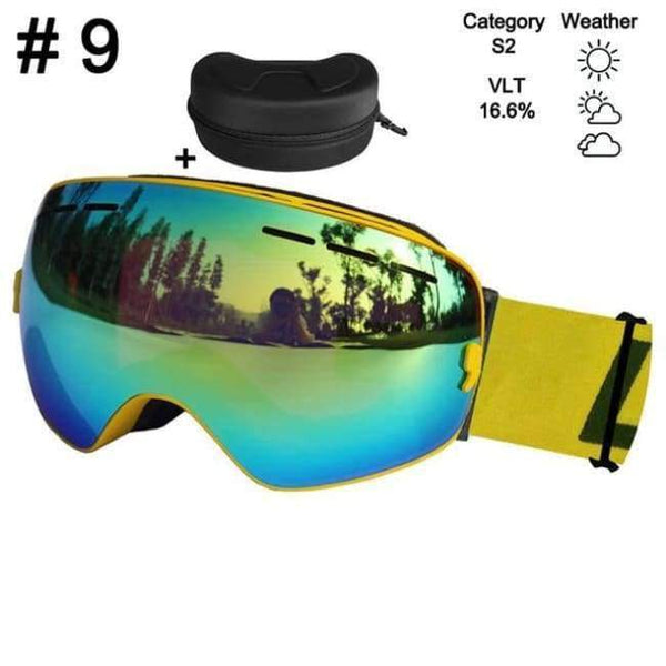 Planet Gates Color 9 With Box Ski Glasses Double Lens UV400 Anti-fog Ski Goggles Snow Skiing Snowboard Motocross Goggles Ski Masks or Eyewear
