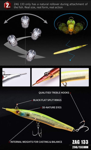 Planet Gates Color A Needlefish Stick Needle Fishing Lure 133mm/30g Sinking Pencil 3D Eyes Artificial Bait Sea Bass Saltwater Lures