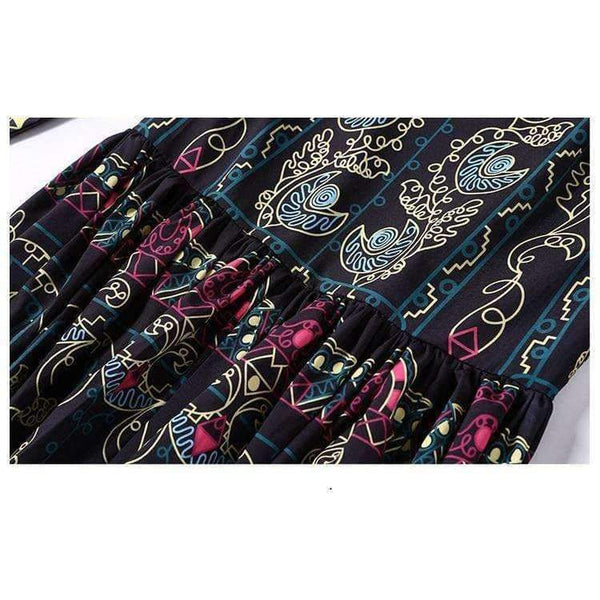 Planet Gates Color as shown / S Fashion Vintage Print Dress Women Casual Loose Long Sleeve Spring Dress Vestidos Femininos Party 2018 Winter Autumn Dresses