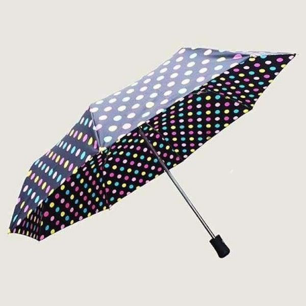 Planet Gates Color dots / China Ladies Fully-automatic Aluminium Fiberglass Strong Frame Three Folding compact big rain umbrella