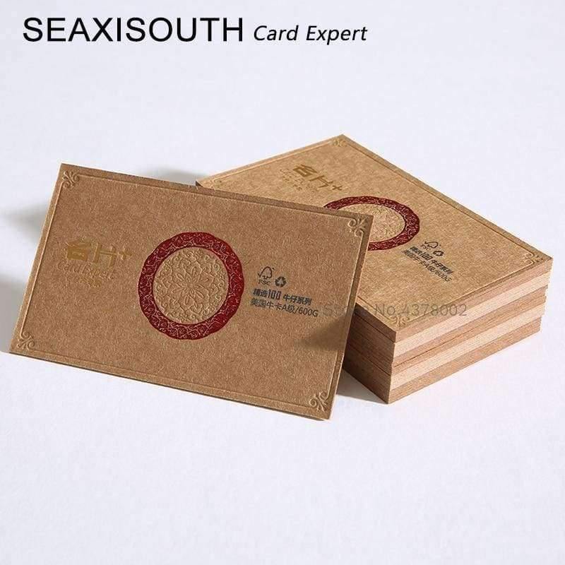Planet Gates Color edge cards Gold foil kraft paper business card kraft paper debossed card printing  kraft paper 600gsm