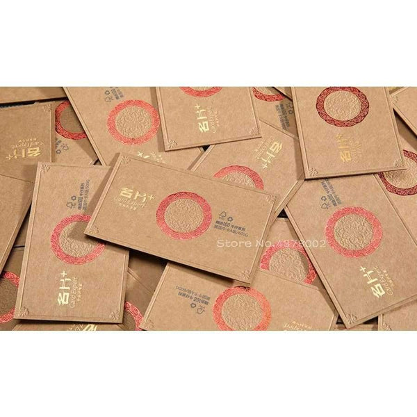 Planet Gates Color edge cards Gold foil kraft paper business card kraft paper debossed card printing  kraft paper 600gsm