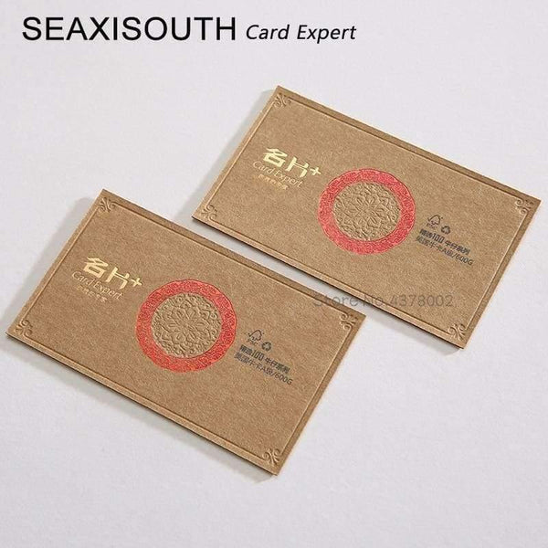 Planet Gates Color edge cards Gold foil kraft paper business card kraft paper debossed card printing  kraft paper 600gsm