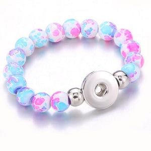 Planet Gates color Handmade Snap Button Bracelet 10mm Imitation Pearls Beads Snap Jewelry Fit 18mm Snap Button Jewelry Beaded Bracelet