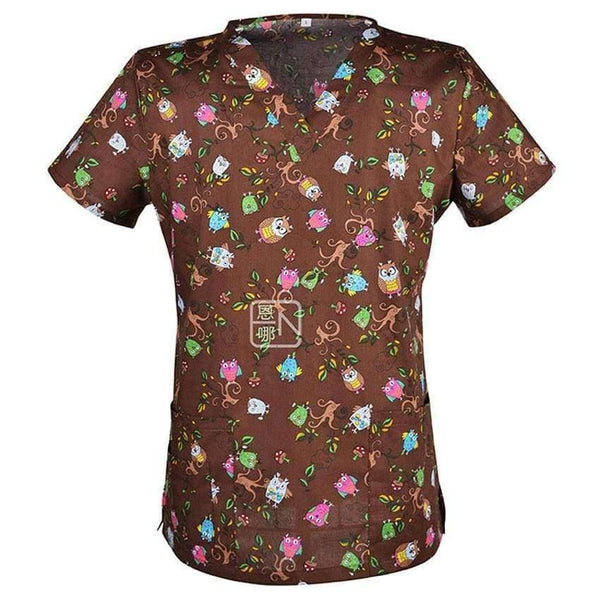 Planet Gates Color3 / S Women Nurse Uniform Medical Clothing Tops Cartoon Doctor Veterinary Dentist Scrub Cotton Hospital Lab Clinic Wear Women T-shirt