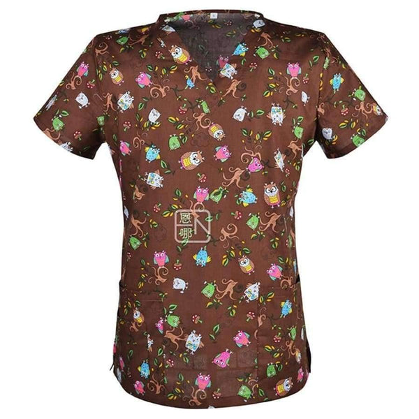 Planet Gates Color3 / S Women Nurse Uniform Medical Clothing Tops Cartoon Doctor Veterinary Dentist Scrub Cotton Hospital Lab Clinic Wear Women T-shirt