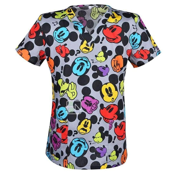 Planet Gates Color3 / S Women Nurse Uniform Medical Clothing Tops Cartoon Doctor Veterinary Dentist Scrub Cotton Hospital Lab Clinic Wear Women T-shirt