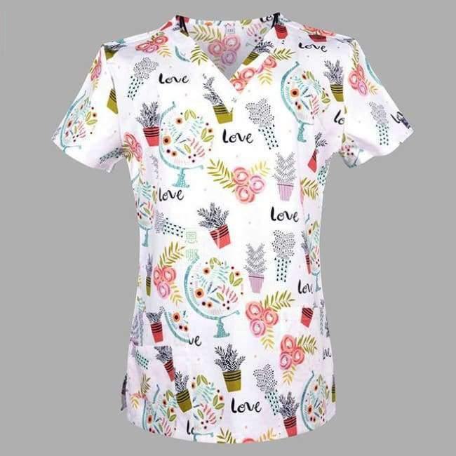 Planet Gates Color3 / S Women Nurse Uniform Medical Clothing Tops Cartoon Doctor Veterinary Dentist Scrub Cotton Hospital Lab Clinic Wear Women T-shirt