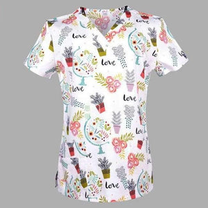 Planet Gates Color8 / S Women Nurse Uniform Medical Clothing Tops Cartoon Doctor Veterinary Dentist Scrub Cotton Hospital Lab Clinic Wear Women T-shirt