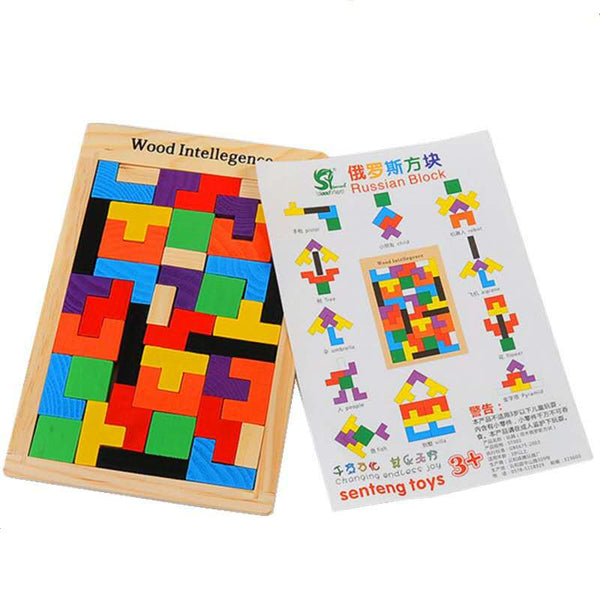 Planet Gates Colorful 3D Puzzle Wooden Tangram Math Toys Tetris Game Children Pre-school Magination Intellectual Educational Toy for Kids