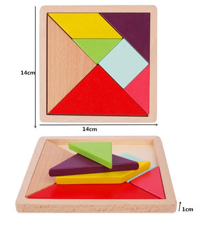 Planet Gates Colorful 3D Puzzle Wooden Tangram Math Toys Tetris Game Children Pre-school Magination Intellectual Educational Toy for Kids