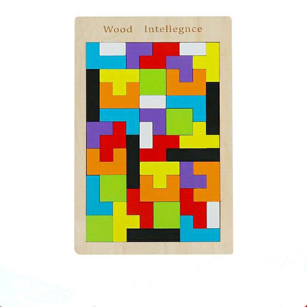 Planet Gates Colorful 3D Puzzle Wooden Tangram Math Toys Tetris Game Children Pre-school Magination Intellectual Educational Toy for Kids