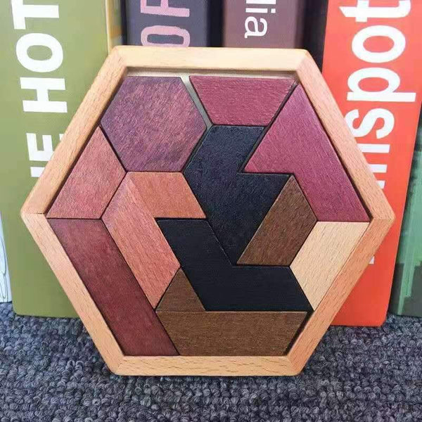 Planet Gates Colorful 3D Puzzle Wooden Tangram Math Toys Tetris Game Children Pre-school Magination Intellectual Educational Toy for Kids