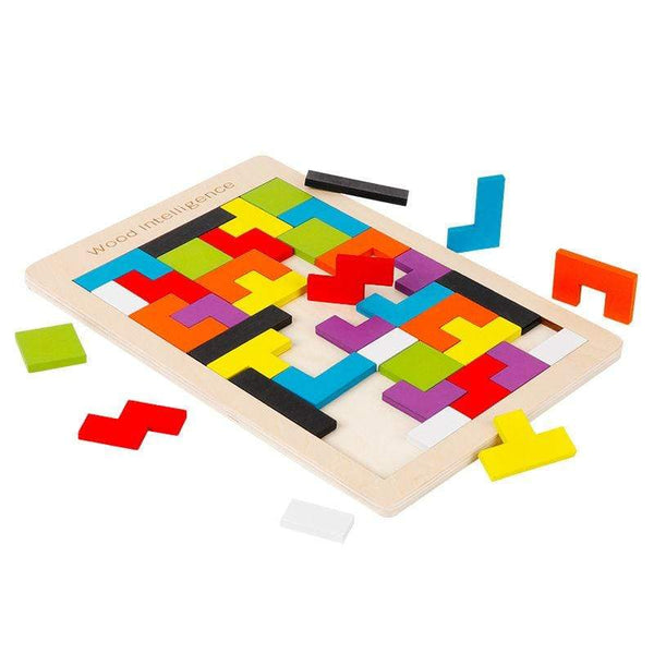 Planet Gates Colorful 3D Puzzle Wooden Tangram Math Toys Tetris Game Children Pre-school Magination Intellectual Educational Toy for Kids