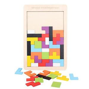 Planet Gates Colorful 3D Puzzle Wooden Tangram Math Toys Tetris Game Children Pre-school Magination Intellectual Educational Toy for Kids