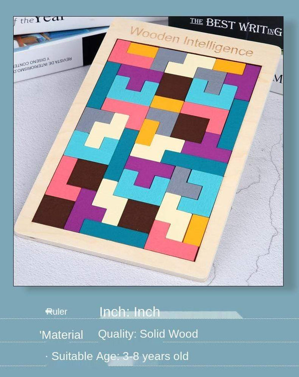 Planet Gates Colorful 3D Puzzle Wooden Tangram Math Toys Tetris Game Children Pre-school Magination Intellectual Educational Toy for Kids