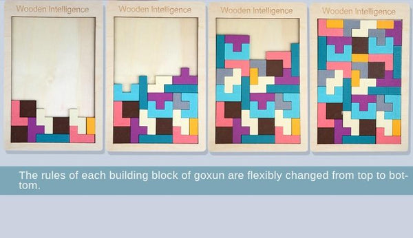 Planet Gates Colorful 3D Puzzle Wooden Tangram Math Toys Tetris Game Children Pre-school Magination Intellectual Educational Toy for Kids