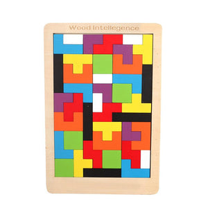 Planet Gates Colorful 3D Puzzle Wooden Tangram Math Toys Tetris Game Children Pre-school Magination Intellectual Educational Toy for Kids