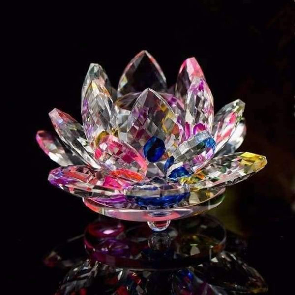 Planet Gates Colorful 85mm Crystal Lotus Crafts Glass Flower Miniatures Paperweight Table Ornaments Gift Home Decoration Accessories